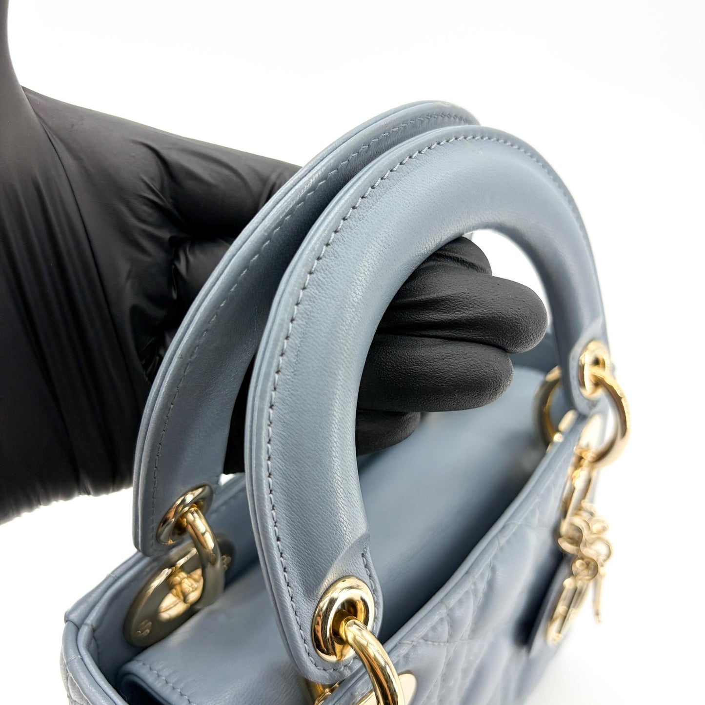 Dior Mini Lady Dior Bag Cloud Blue Lambskin Gold Hardware