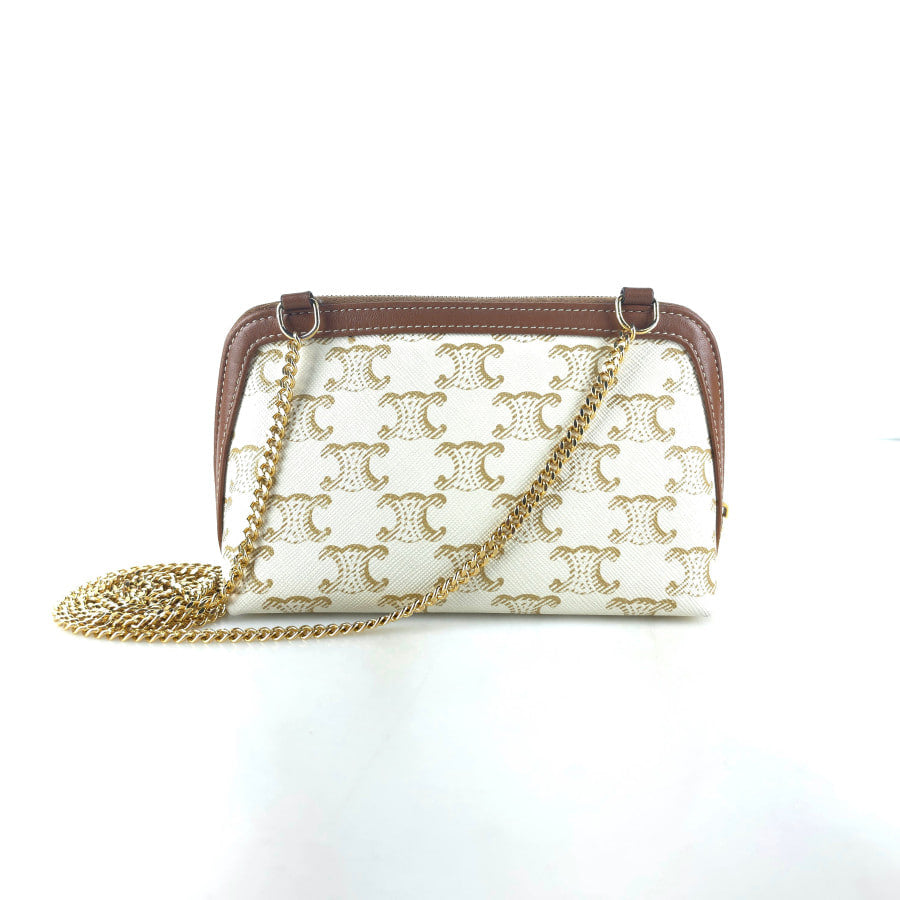 Triomphe Canvas Chain Clutch Crossbody Bag 10E382