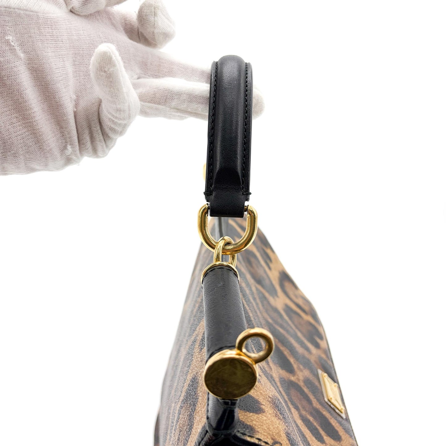 Dolce & Gabbana Sicily Medium Leopard Print Dauphine Leather Bag