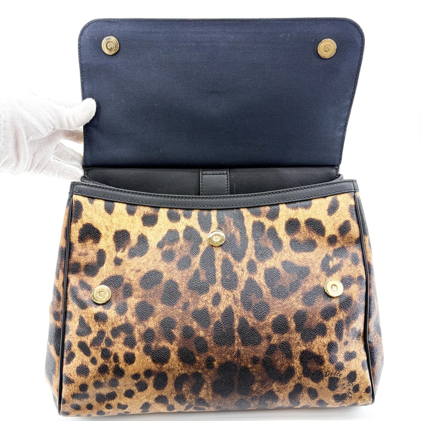 Dolce & Gabbana Sicily Medium Leopard Print Dauphine Leather Bag
