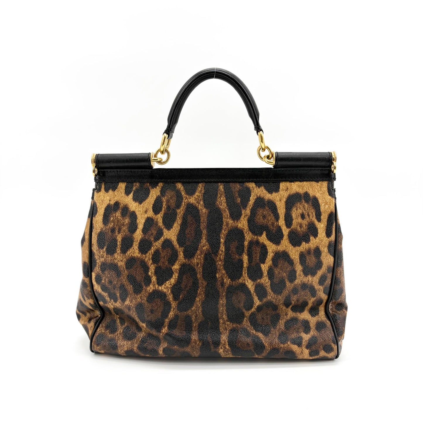 Dolce & Gabbana Sicily Medium Leopard Print Dauphine Leather Bag