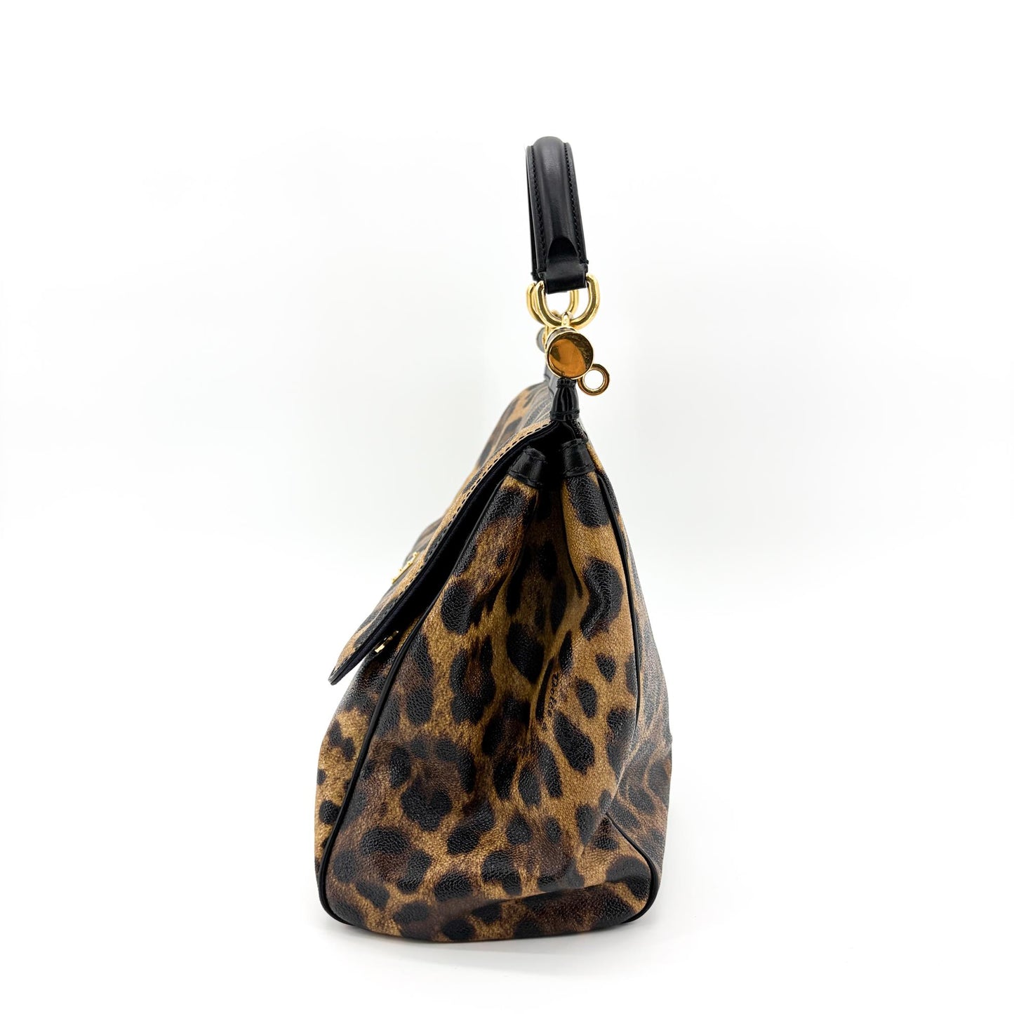 Dolce & Gabbana Sicily Medium Leopard Print Dauphine Leather Bag