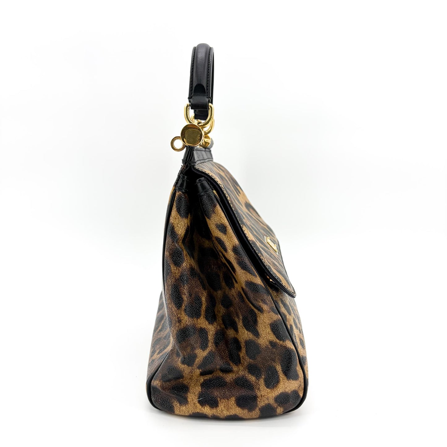 Dolce & Gabbana Sicily Medium Leopard Print Dauphine Leather Bag