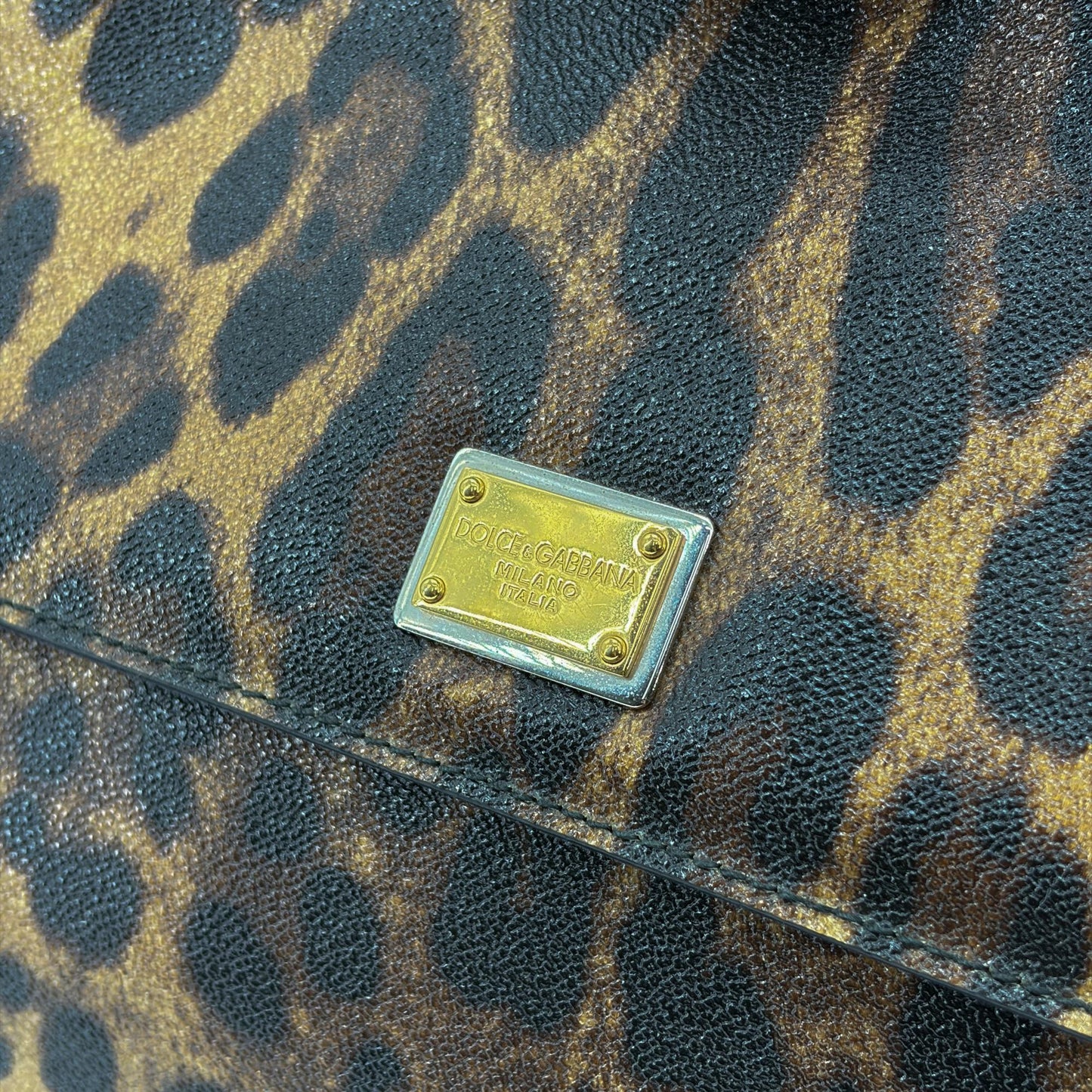 Dolce & Gabbana Sicily Medium Leopard Print Dauphine Leather Bag