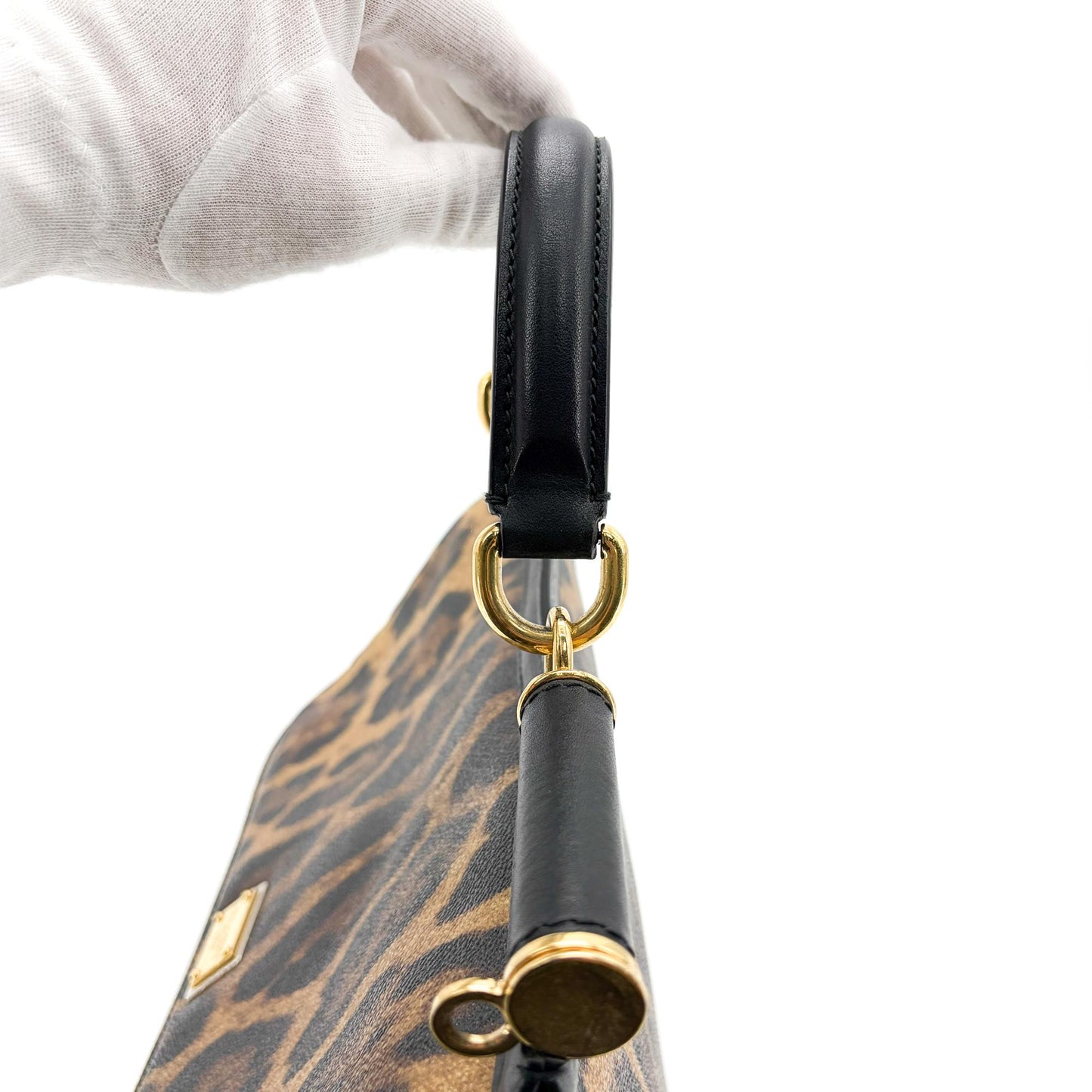 Dolce & Gabbana Sicily Medium Leopard Print Dauphine Leather Bag