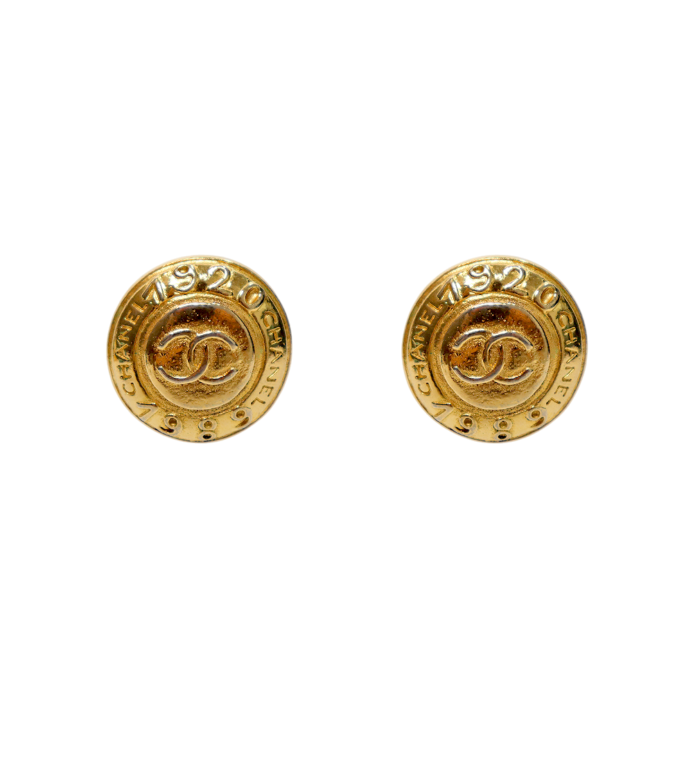 Chanel Round CC Gold Earrings