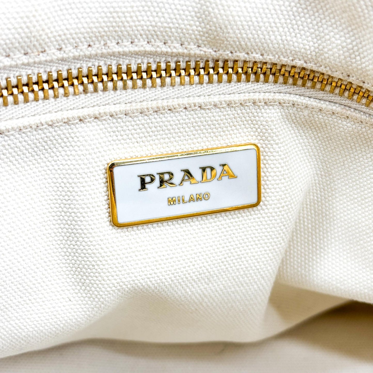Prada Canapa Crochet Handle Canvas Mini Tote Bag Beige