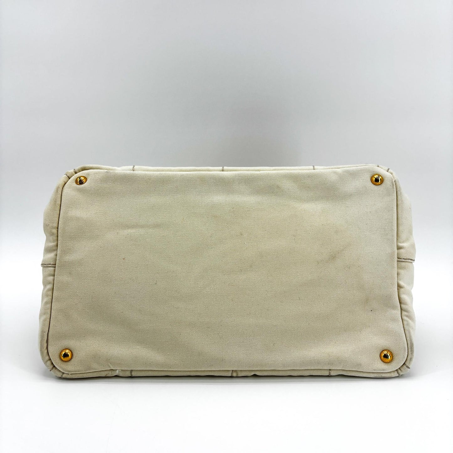 Prada Canapa Crochet Handle Canvas Mini Tote Bag Beige