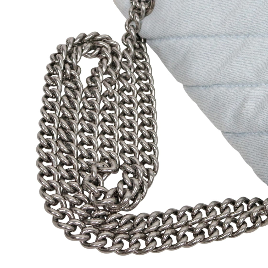 Balenciaga Quilted Denim Crush Chain Shoulder Bag