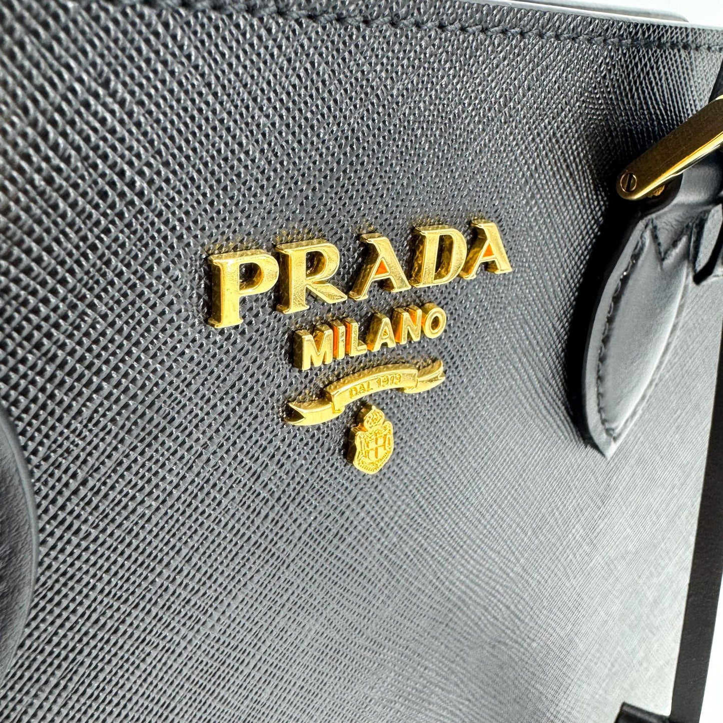 Prada Saffiano Soft Calf Tote Bag Black with Gold Hardware