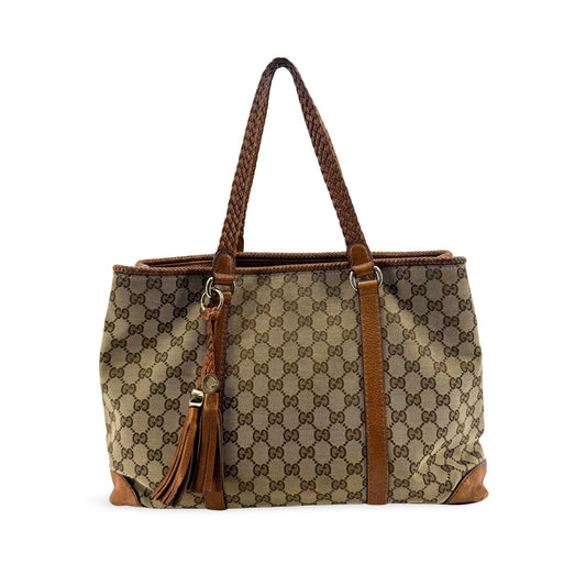 Gucci GG Canvas Bella Tote Bag Brown Beige