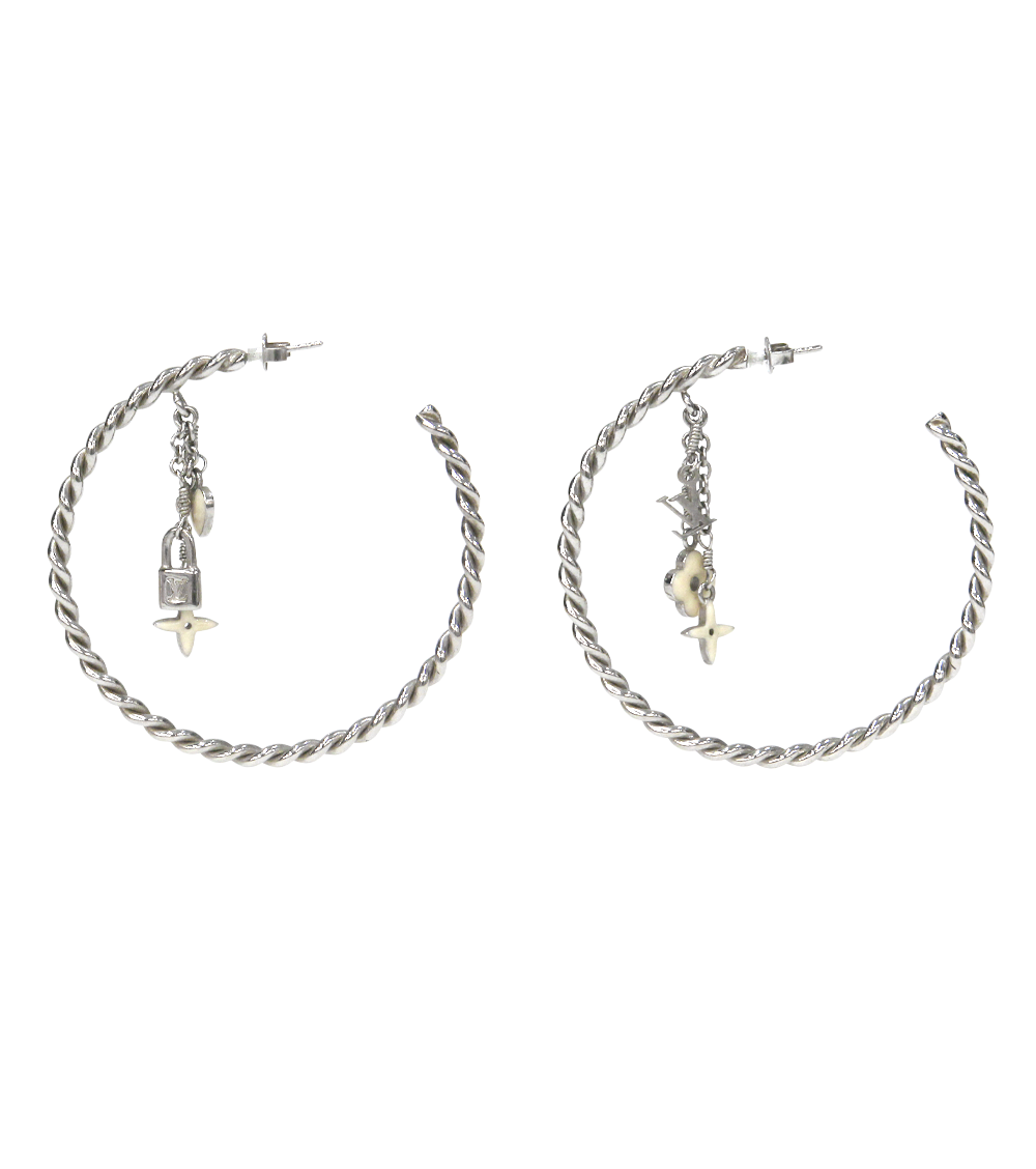 Louis Vuitton Monogram Hoop Silver Earrings