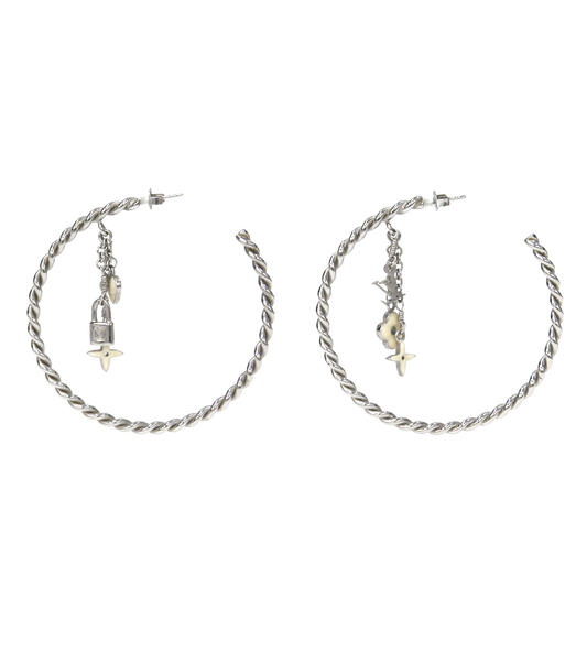 Louis Vuitton Monogram Hoop Silver Earrings