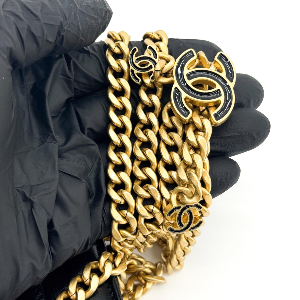 Chanel Black Lambskin Gold Hardware Chain Mini Belt Bag Black Gold Hardware