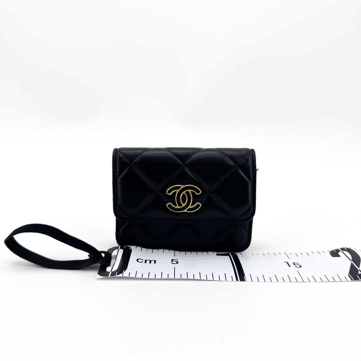 Chanel Black Lambskin Gold Hardware Chain Mini Belt Bag Black Gold Hardware