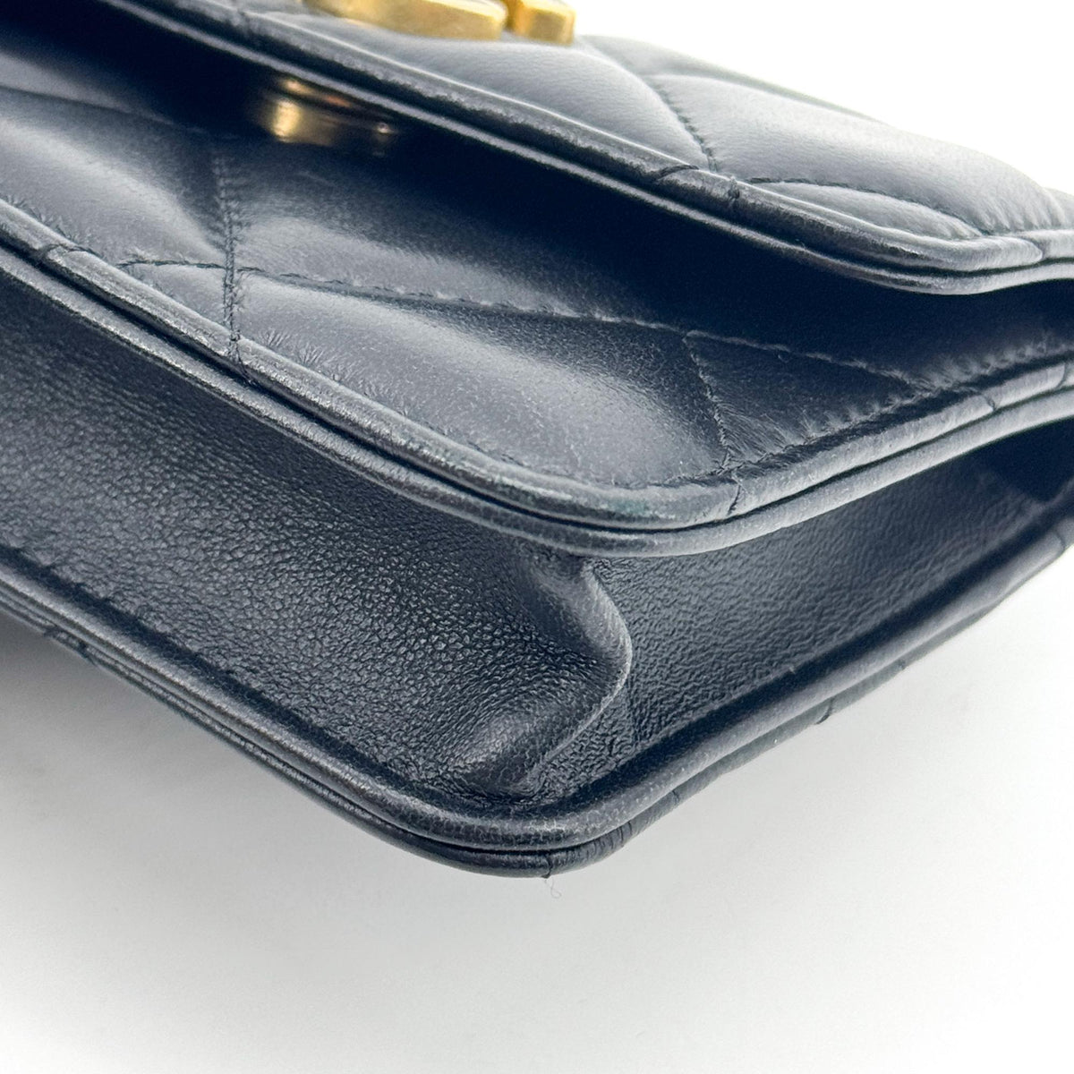 Chanel Black Lambskin Gold Hardware Chain Mini Belt Bag Black Gold Hardware