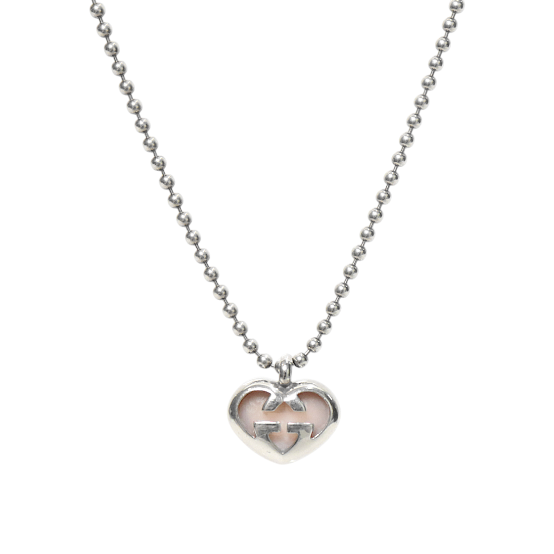 Gucci Heart Interlocking G Silver Necklace
