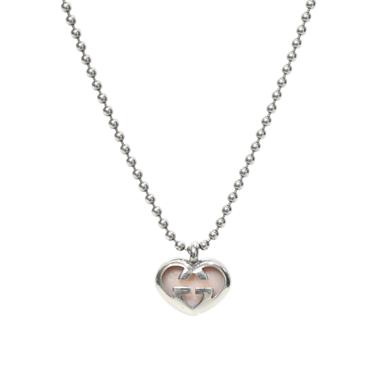 Gucci Heart Interlocking G Silver Necklace