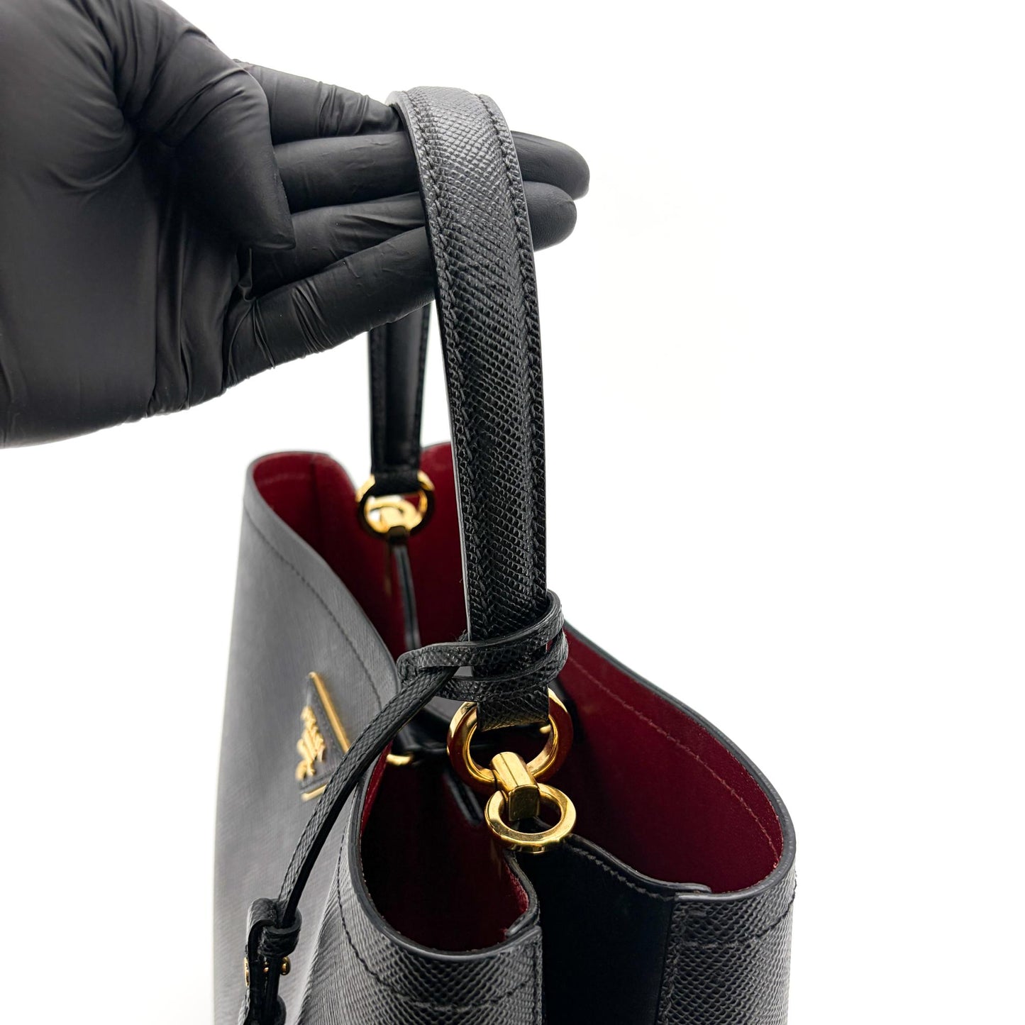 Prada Panier Saffiano Leather Medium Bag Black