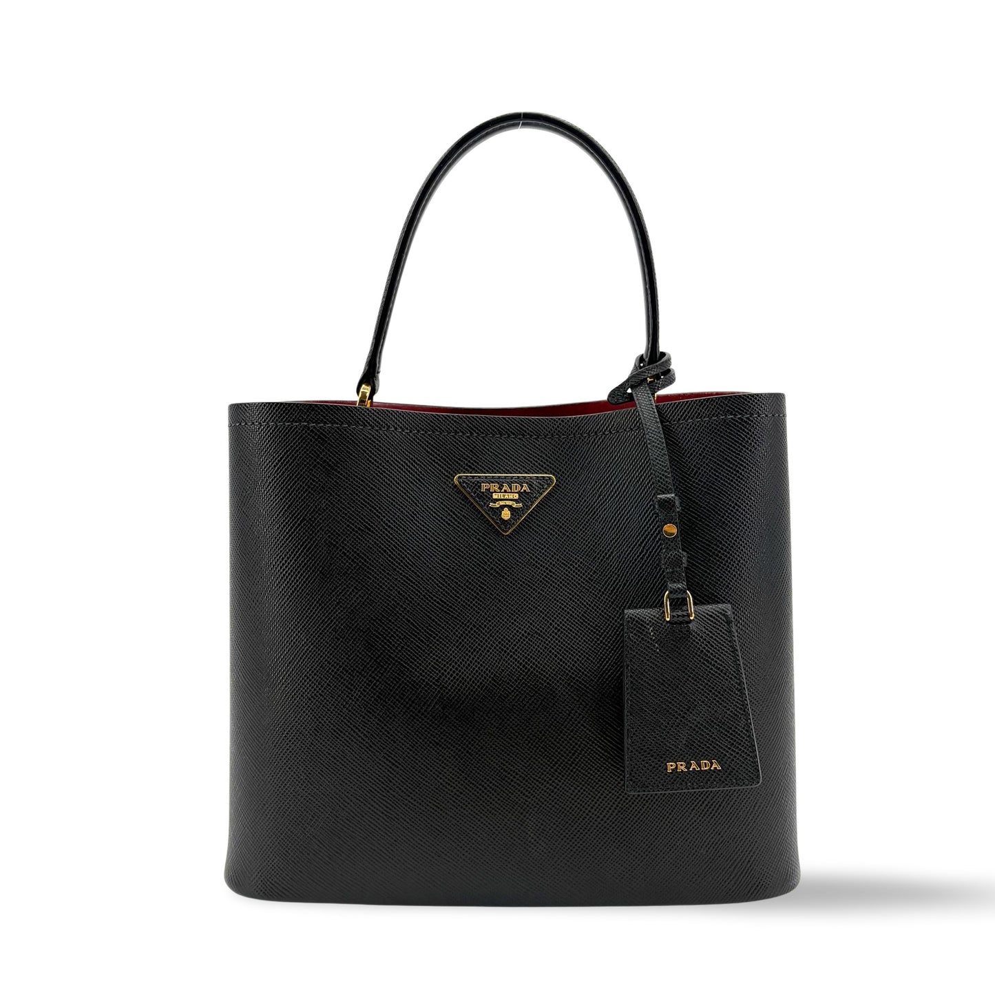 Prada Panier Saffiano Leather Medium Bag Black
