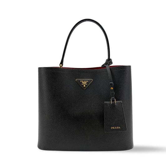 Prada Panier Saffiano Leather Medium Bag Black