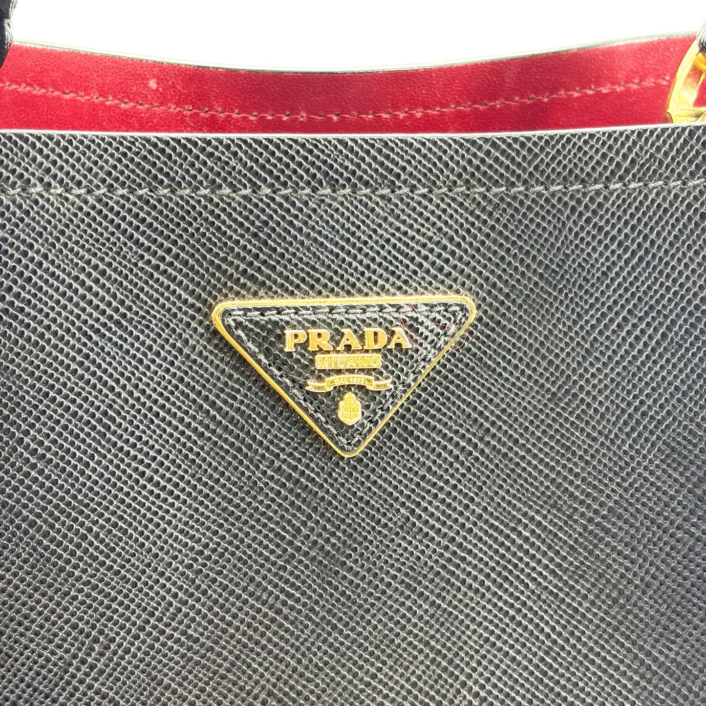 Prada Panier Saffiano Leather Medium Bag Black
