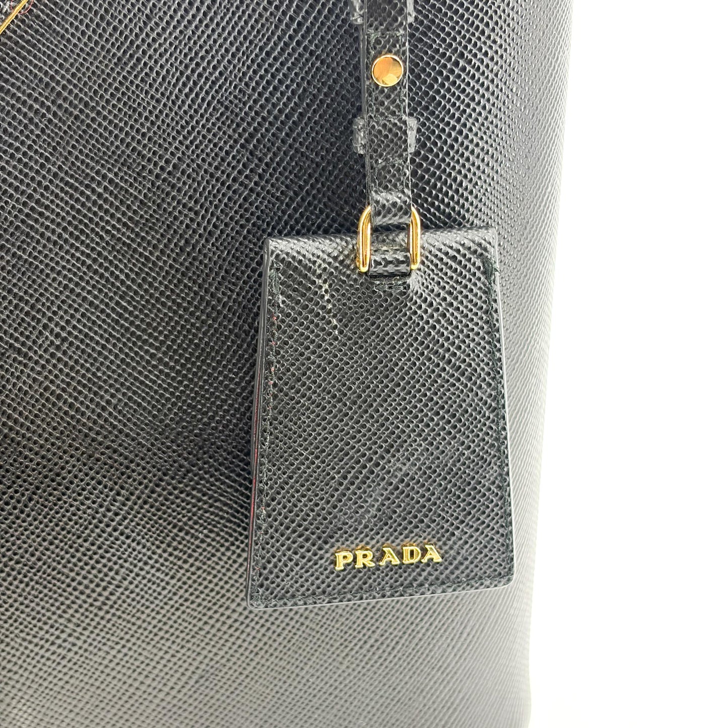Prada Panier Saffiano Leather Medium Bag Black