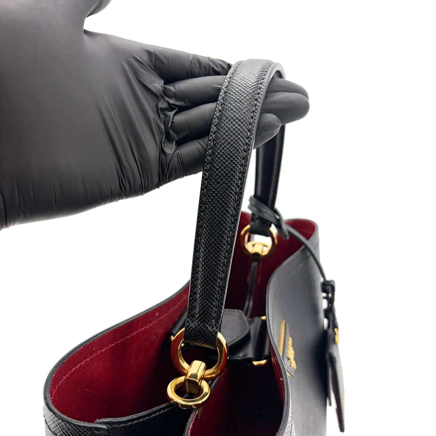 Prada Panier Saffiano Leather Medium Bag Black