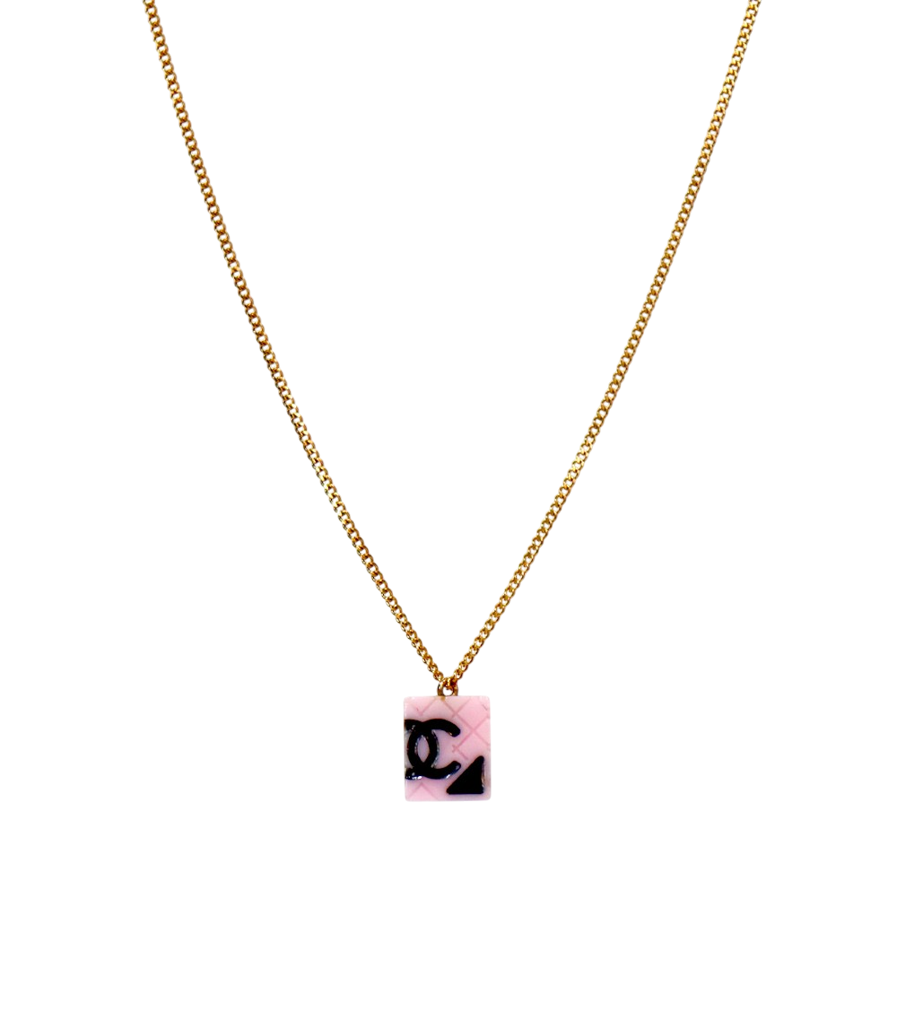 Chanel Pink Blambon Gold Necklace