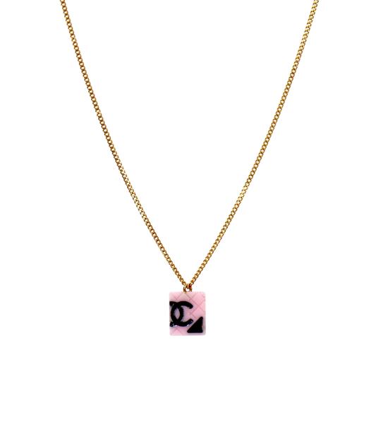 Chanel Pink Blambon Gold Necklace