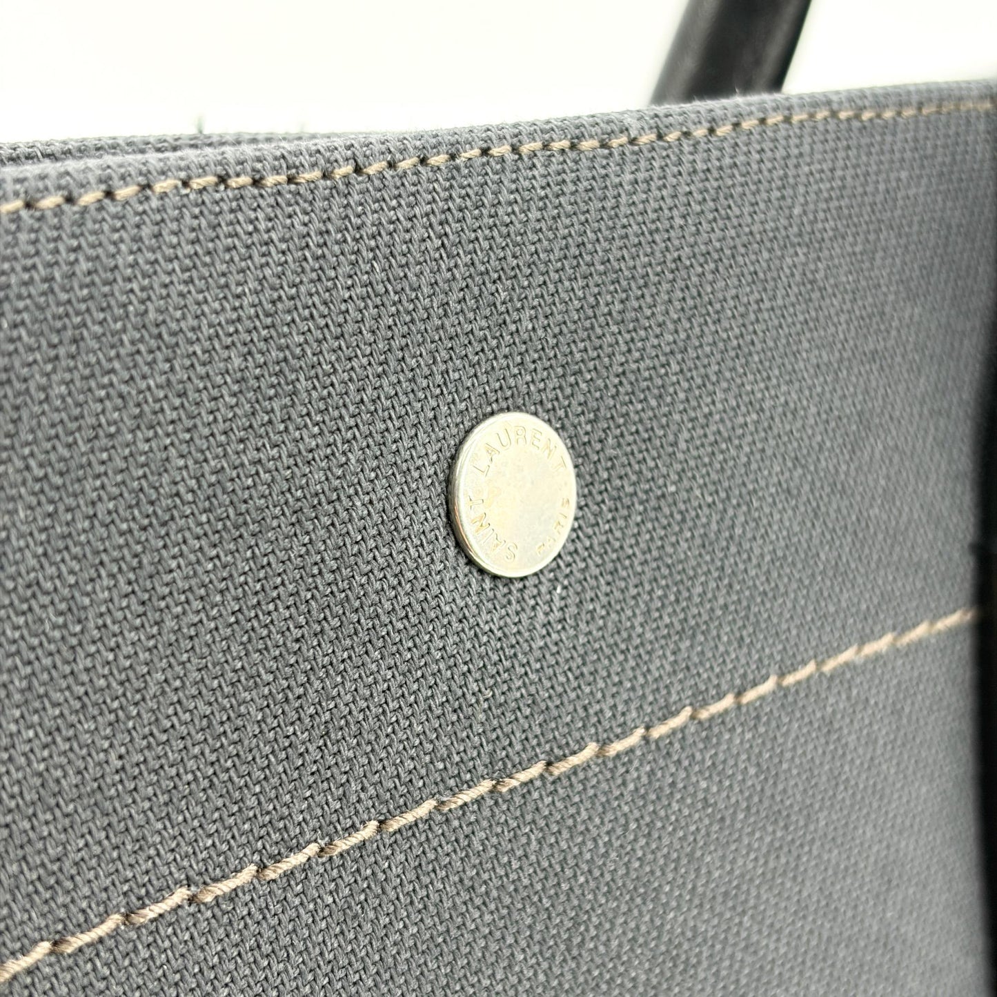 Saint Laurent Rive Gauche North/South Tote Bag Black Canvas
