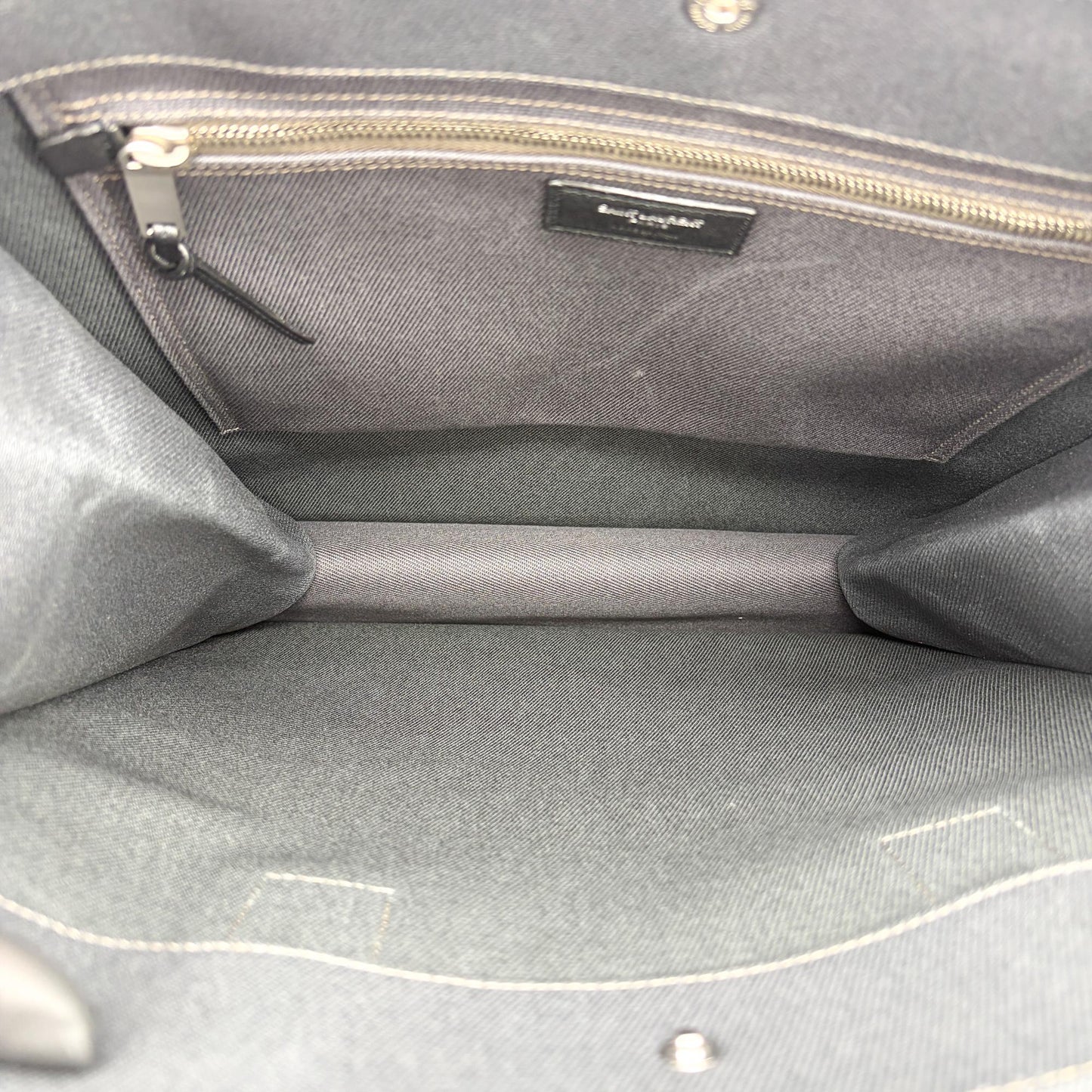 Saint Laurent Rive Gauche North/South Tote Bag Black Canvas