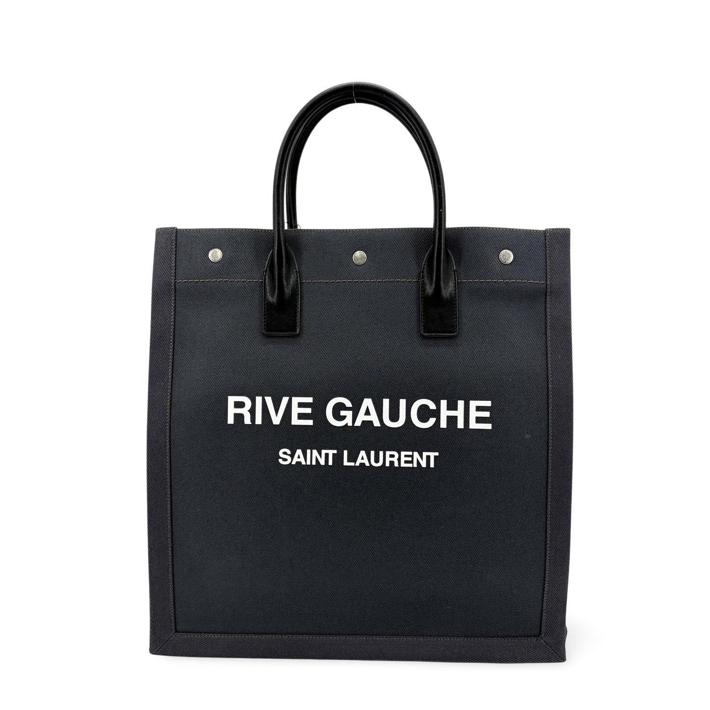 Saint Laurent Rive Gauche North/South Tote Bag Black Canvas