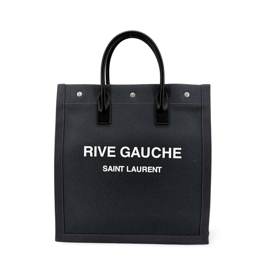 Saint Laurent Rive Gauche North/South Tote Bag Black Canvas