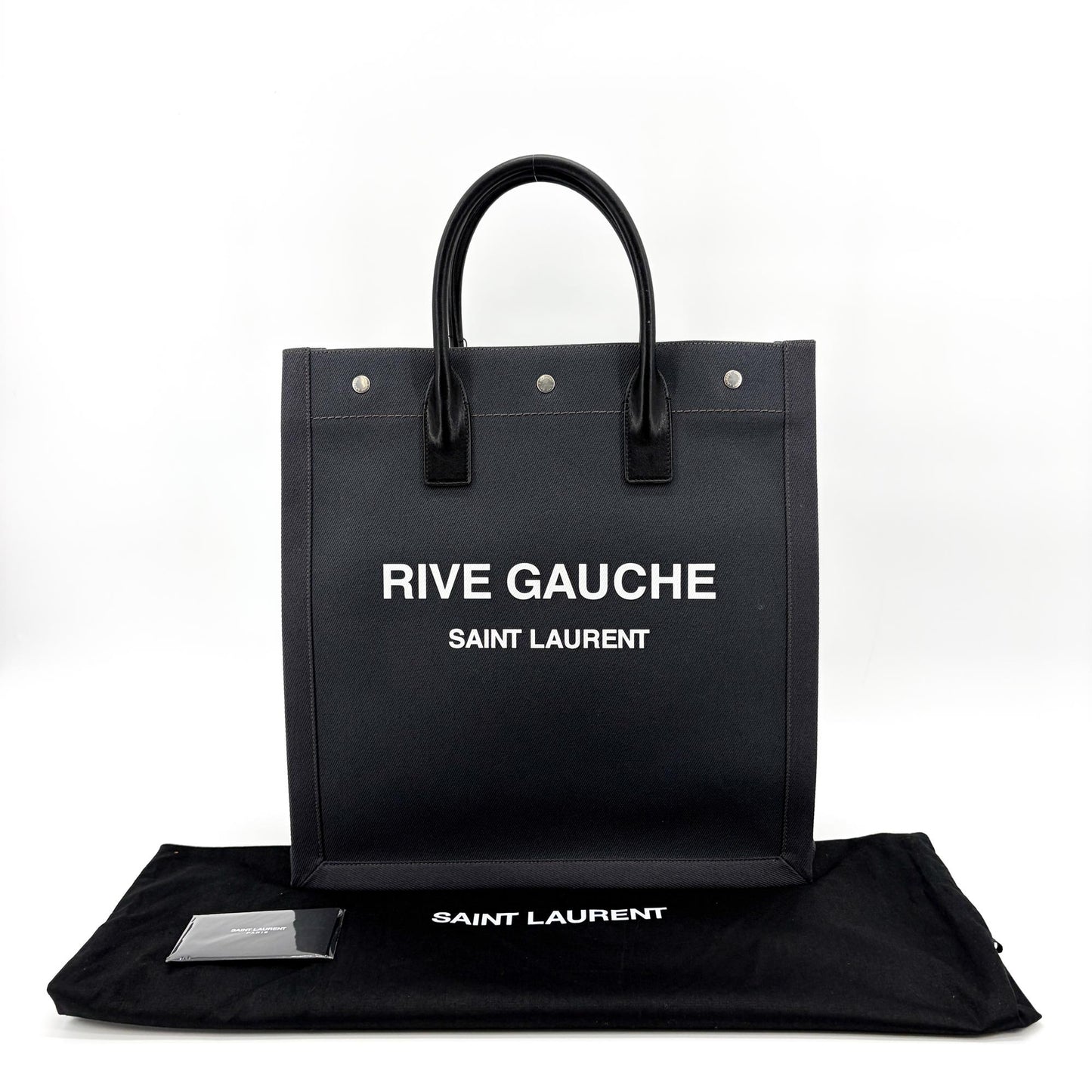 Saint Laurent Rive Gauche North/South Tote Bag Black Canvas