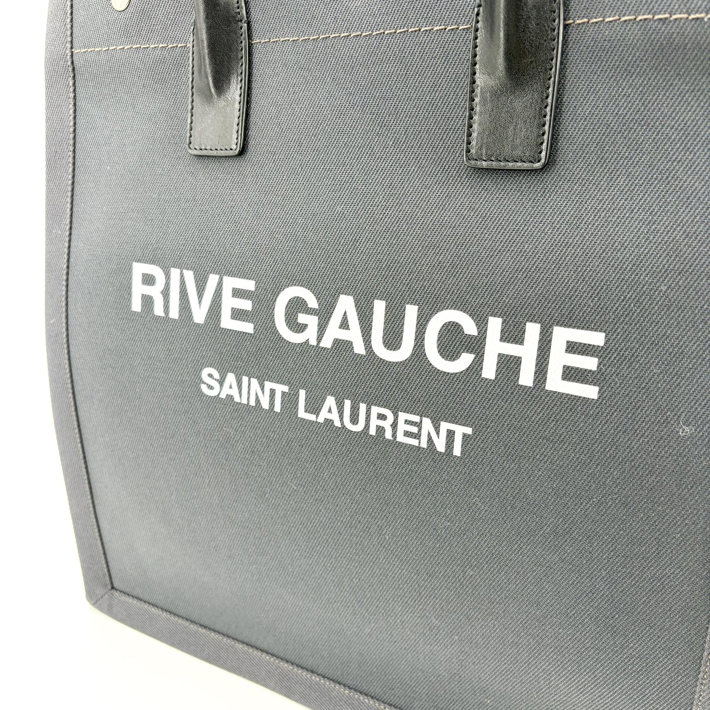 Saint Laurent Rive Gauche North/South Tote Bag Black Canvas