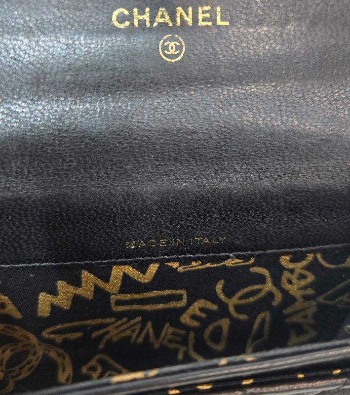 Chanel Black Gold-Toned Card Wallet