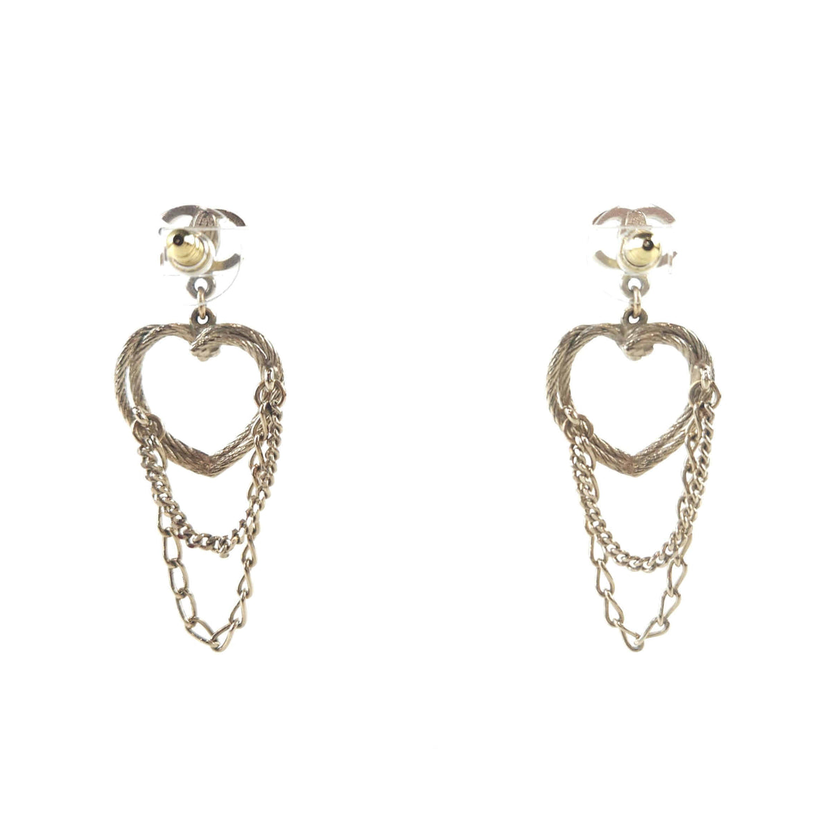 CC Heart Chain Earrings
