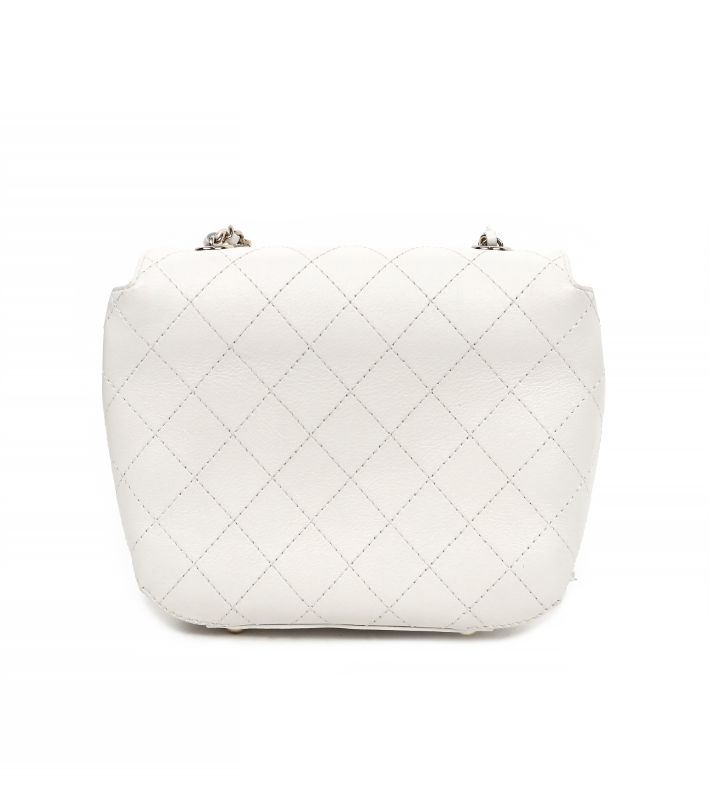 Chanel White Quilted CC Flap Chain Shoulder Bag with Flap