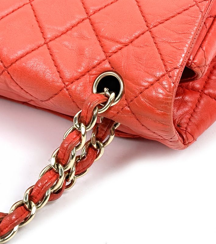 Chanel Orange Quilted CC Flap Chain Shoulder Bag