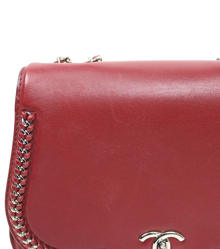 Chanel Burgundy Leather Chain Flap Shoulder Bag