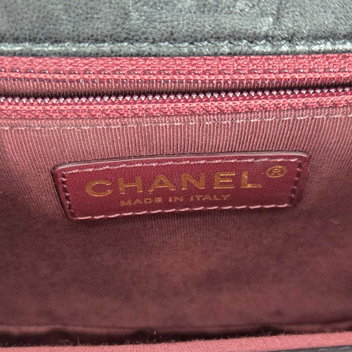 Chanel Black Lambskin Top-Handle Shoulder Bag