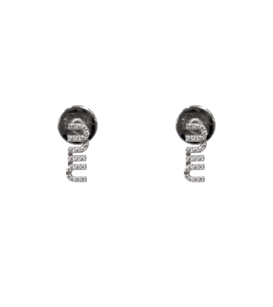 Miu Miu Crystal Logo Silver Earrings