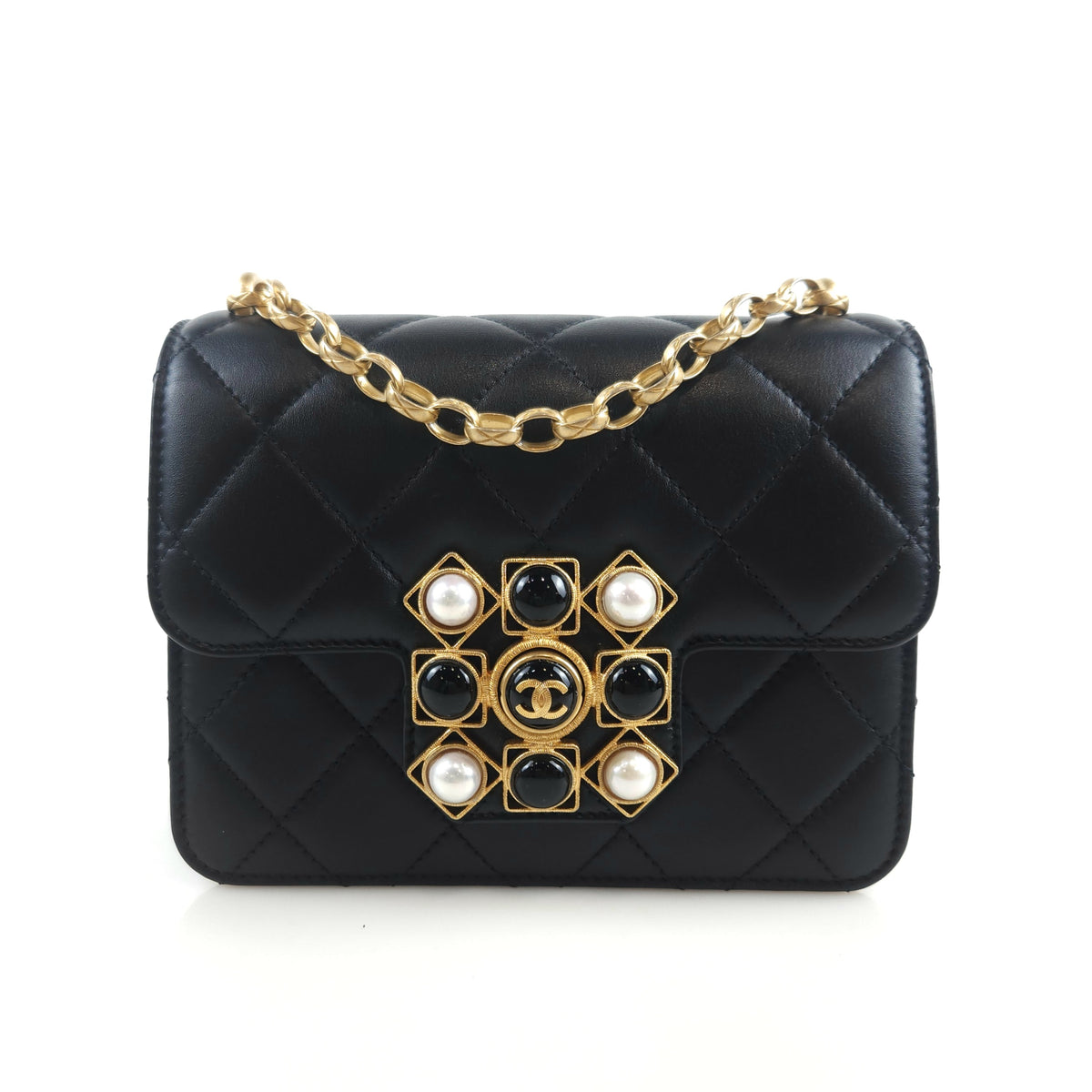 Workshop Onyx Pearl Metal Flap Shoulder Bag Crossbody Bag AS1889