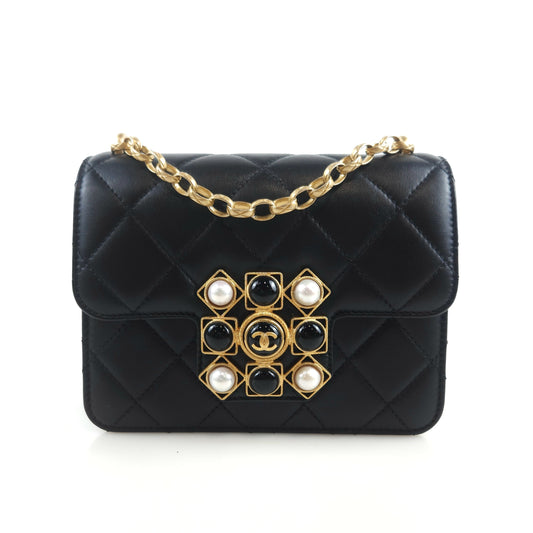 Workshop Onyx Pearl Metal Flap Shoulder Bag Crossbody Bag AS1889