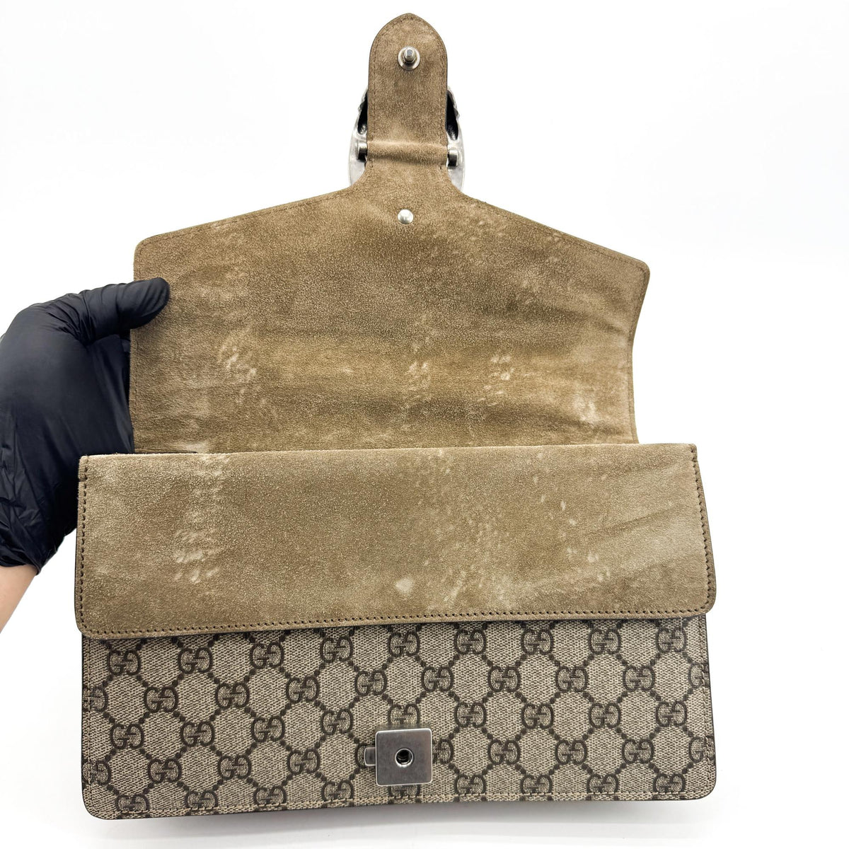 Gucci Dionysus GG Small Crossbody Bag Beige Ebony Taupe
