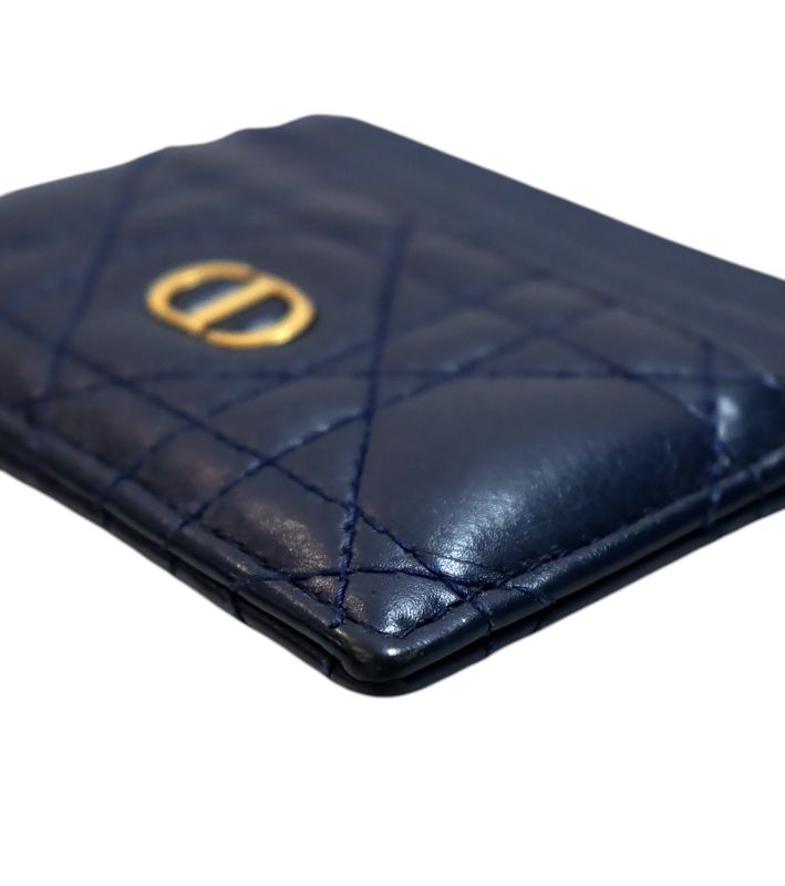 Dior Navy Checkered Card Holder Wallet