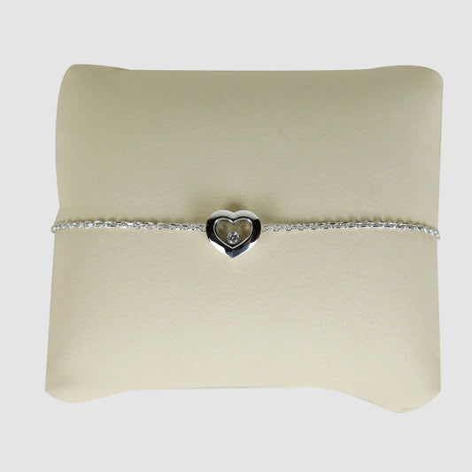 Happy Diamond Heart White Gold Bracelet