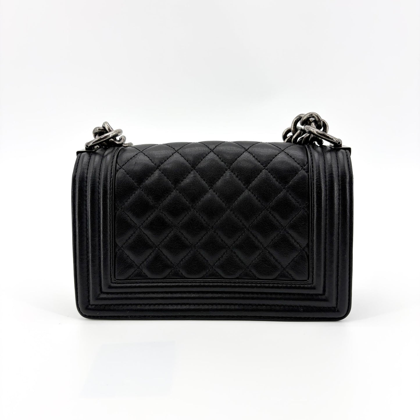 Chanel Boy Chanel Flap Bag Medium Vintage Silver Hardware Black