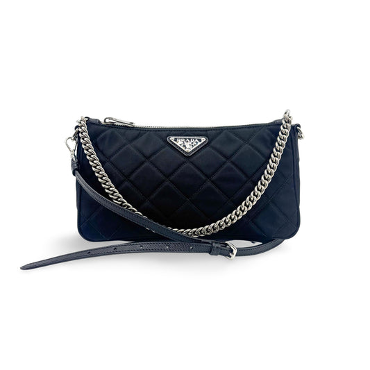 Sac à bandoulière Prada en nylon matelassé noir